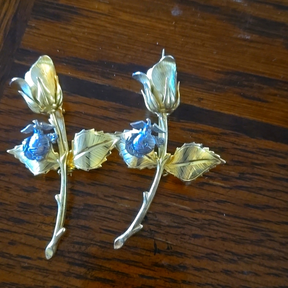 Set of Two Vintage Globe & Anchor, Rose pins.